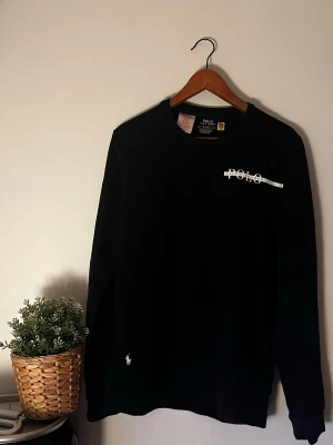 Blå sweatshirt från Polo Ralph Lauren - Snygg blå sweatshirt från Polo Ralph Lauren med vit logga på bröstet och den klassiska lilla hästbrodyren nedtill. Tröjan har rund halsringning och är tillverkad i mjukt material som passar perfekt till en avslappnad stil.