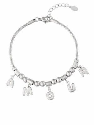 Silverfärgat armband med bokstäver - Rostfritt silverarmband med justerbar storlek ⭐️