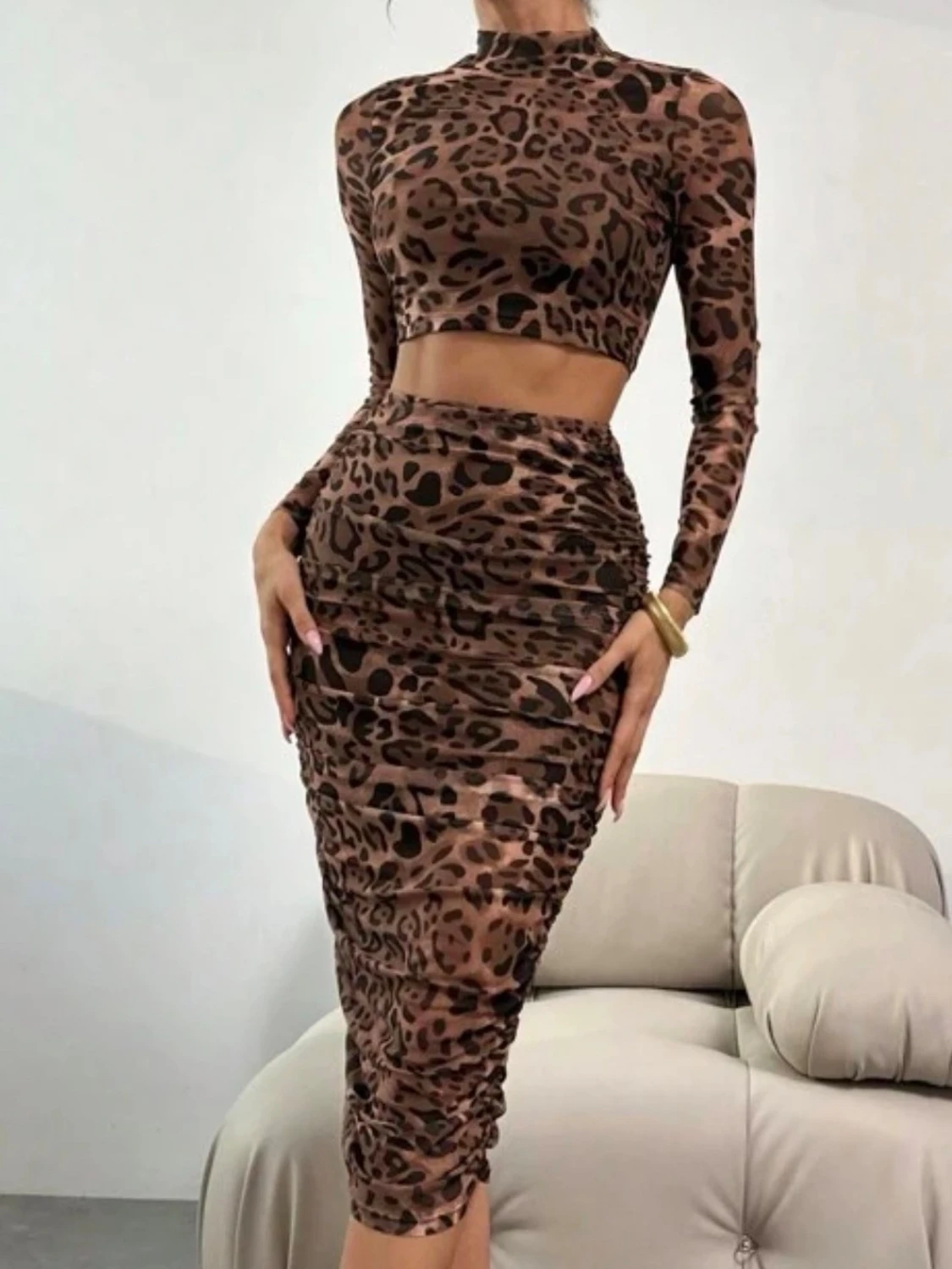 Leopardmönstrad croppad topp