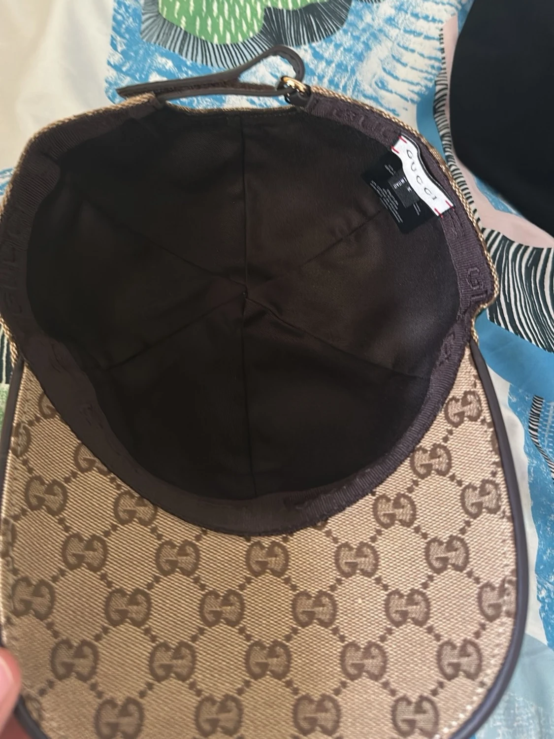 Beige keps med GG-mönster  - 4