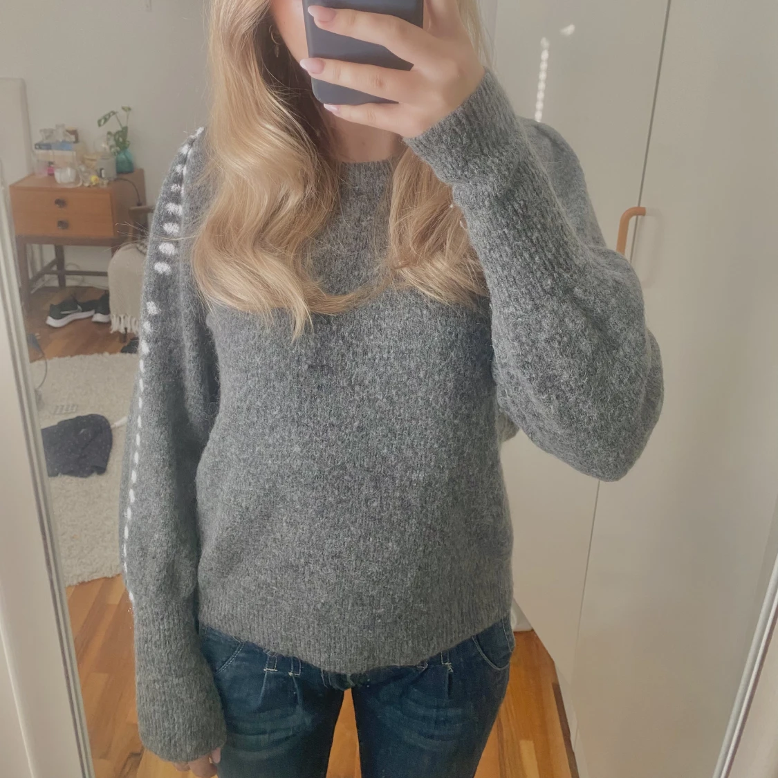 Mörkgrå stickad tröja💞 - 90