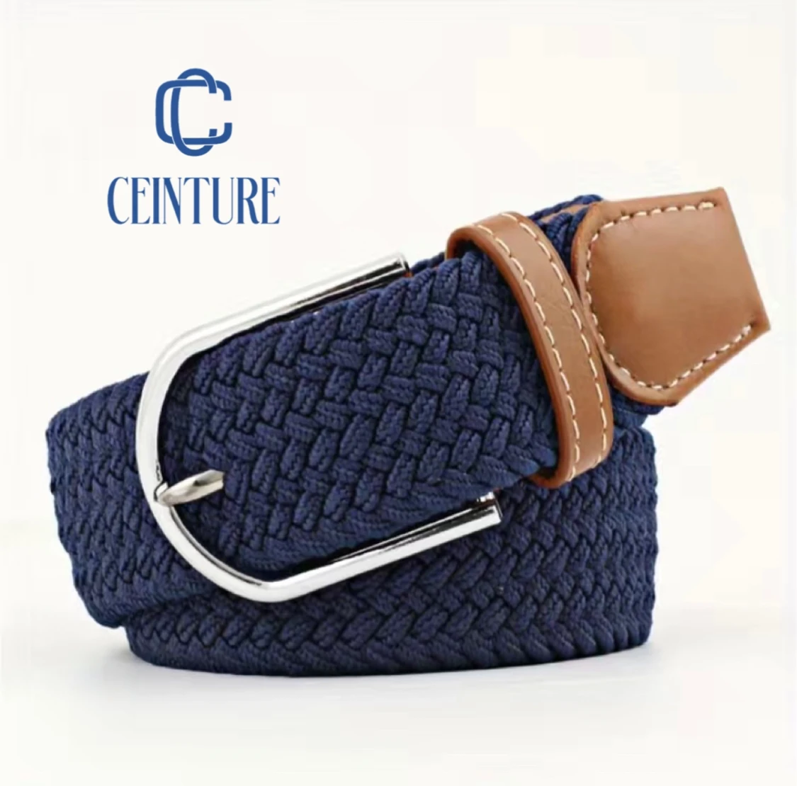 Marinblått ceinture flätat bälte