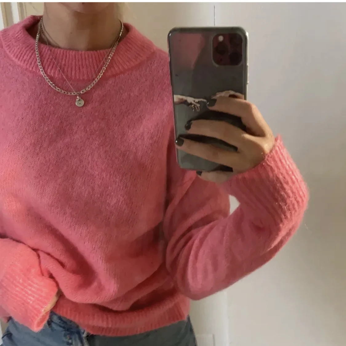 Rosa stickad tröja 