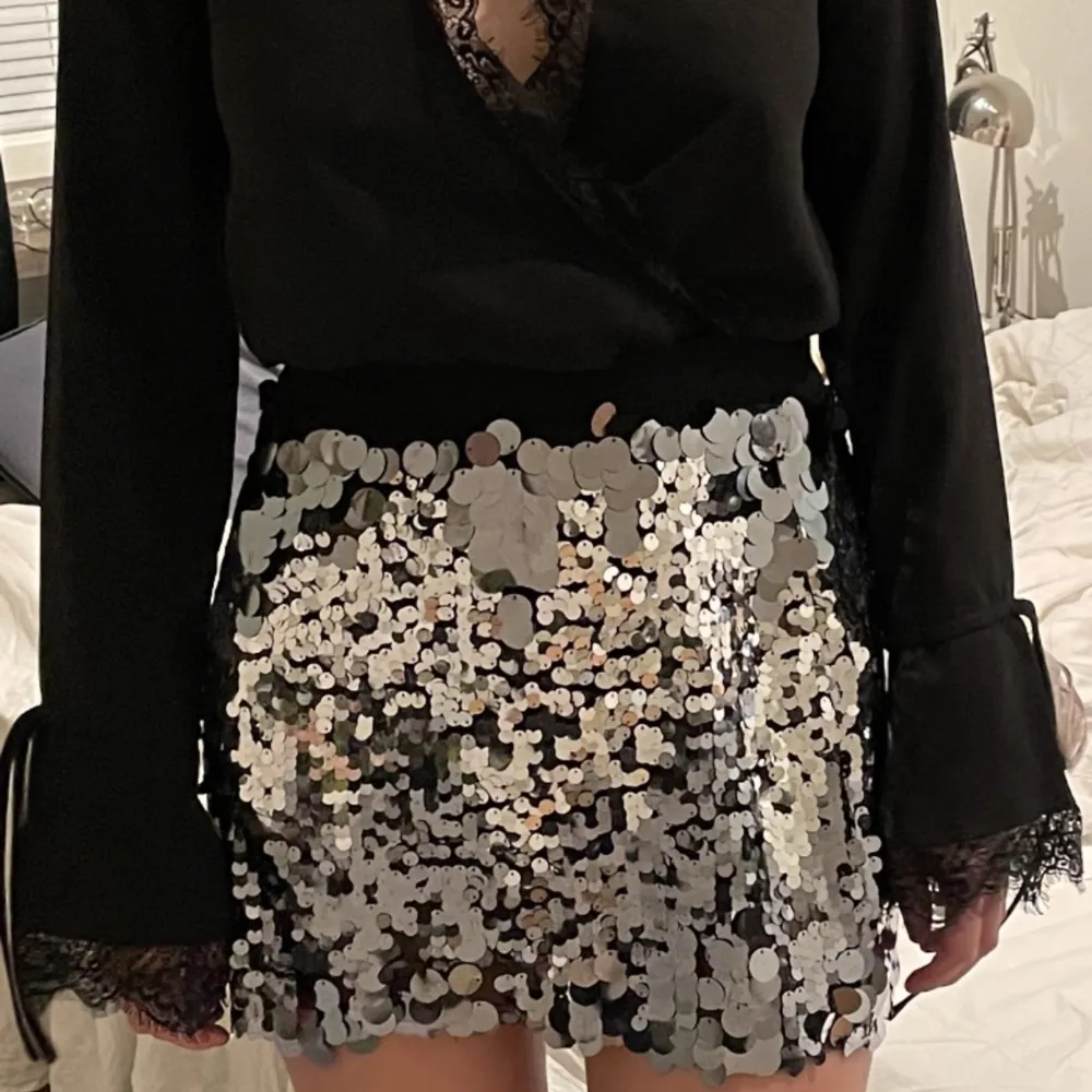 Glittrig kort kjol från Zara, använd q gång . Kjolar.