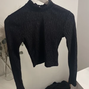 Långärmad topp  - Svart långärmad topp från H&M. Den är i sammetliknande-tyg och öppen i ryggen. Sparsamt använd! ☀️
