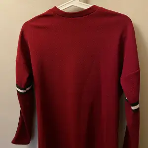 Vinröd långärmad tröja med detaljer på armar och axlar. 