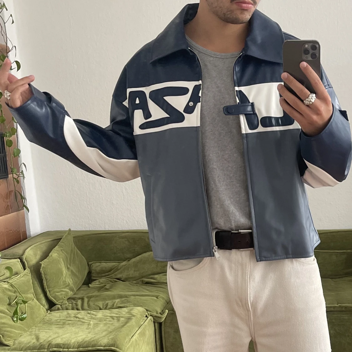 1/1 unisex vegan leather jacket sample  - 91