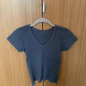 Säljer denna blåa ribbade tshirt från Brandy Melville. Storlek onesize men passar nog xxs-s. Köptes för 250, säljs för 120 + frakt.