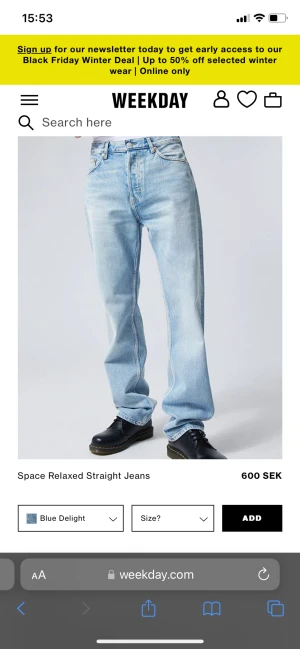 Weekday jeans herr - Säljer dessa ljusblåa jeans från weekday i modellen ” Space relaxed straight jeans” i bra kvalitet 