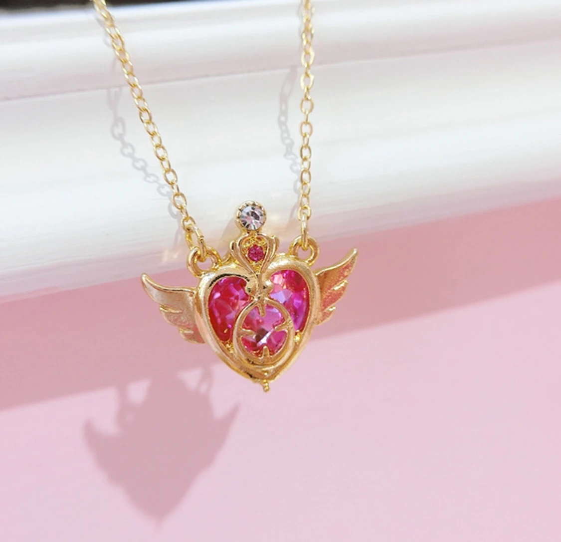 Sailor Moon halsband, kawaii halsband, anime, halsband med hjärta och vingar