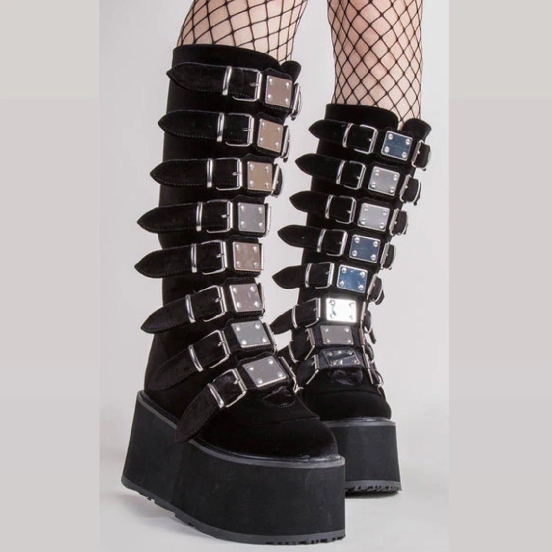 REA! DEMONIA VELVET MORPHEUS PLATFORM BOOTS DAMNED 318 - 90