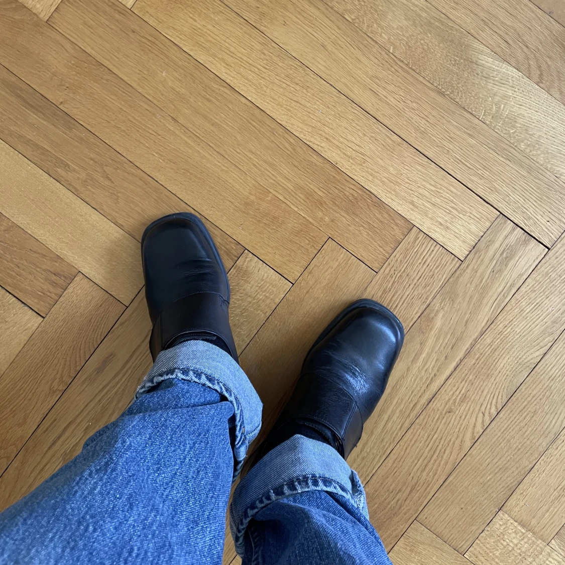 Svart läder sko med klack - 91