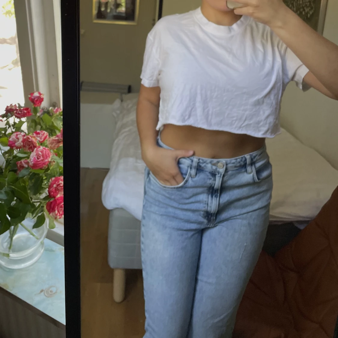 Vit croppad T-Shirt  - 90