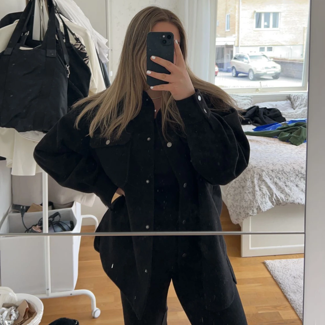 Svart kort kappa - 90