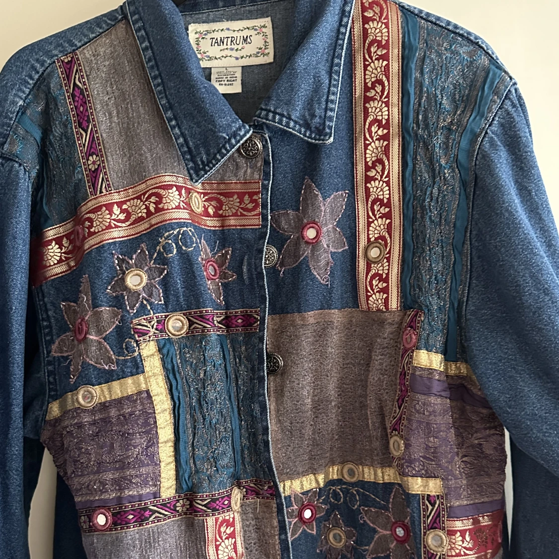 Vintage bohemisk jeansjacka - 90