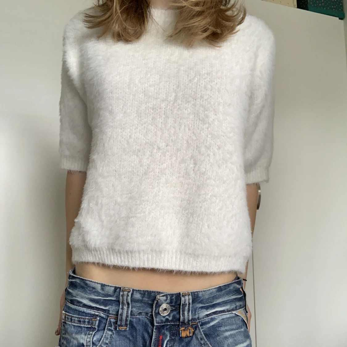 Kortärmad stickad tröja 