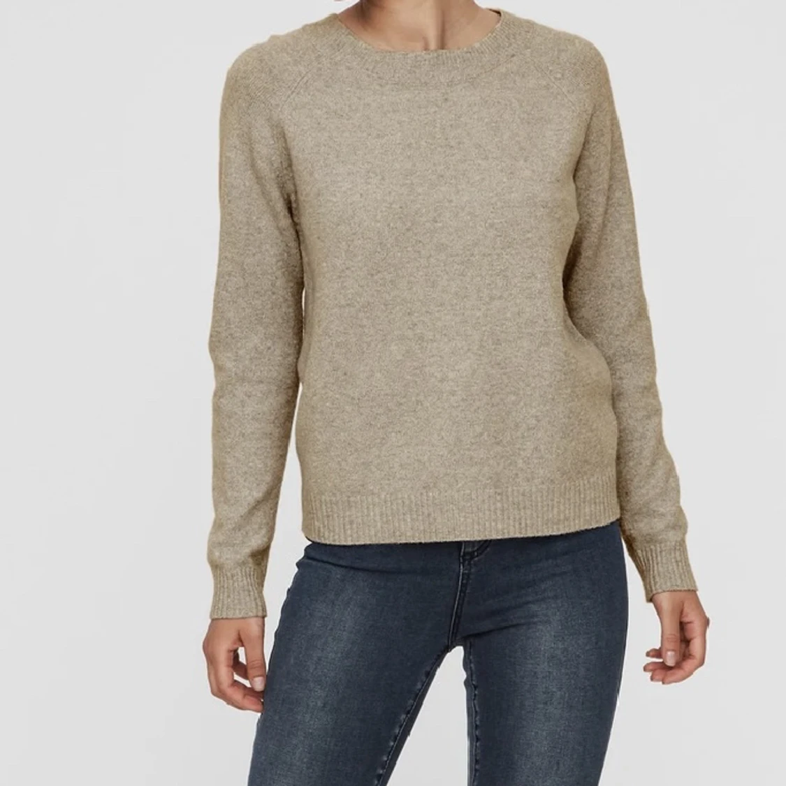 Beige stickad tröja  - 90