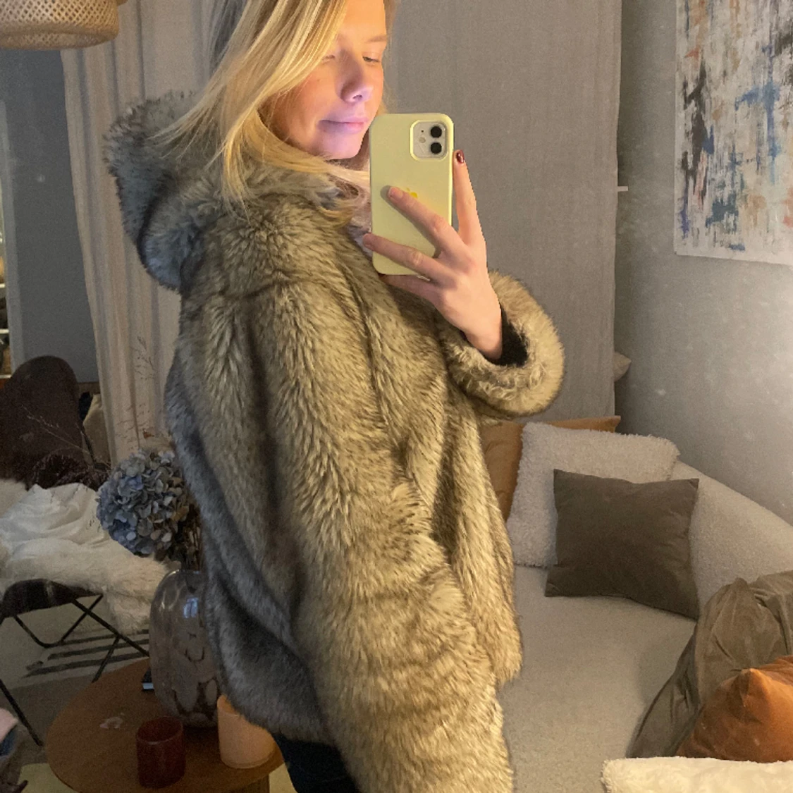 Pälsjacka med luva - 90