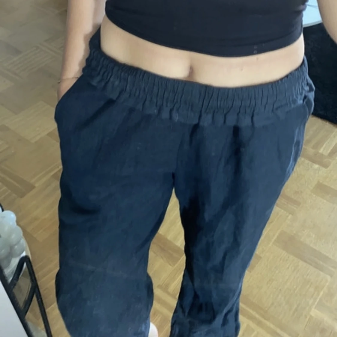 Svarta linnebyxor  - 90