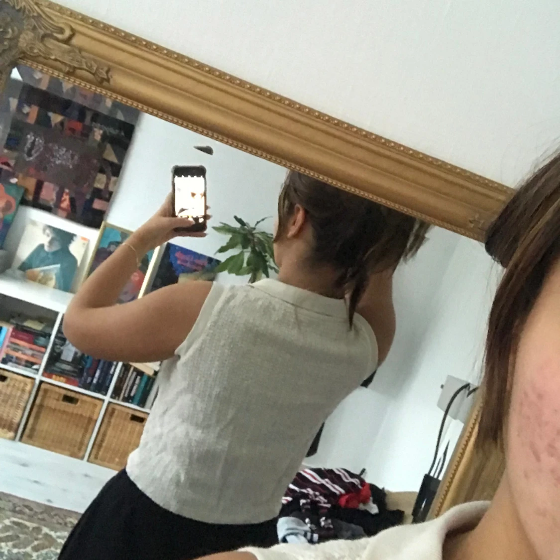 Stickad kortärmad tröja  - 90