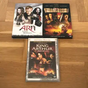 3 stycken filmer. King Arthur, svarta pärlans förbannelse och tempel riddaren. 40kr/st