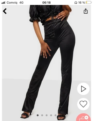 Satin byxor med slits  - Använda en gång 