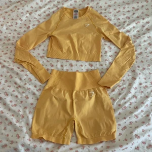 Gymshark vital seamless 2.0 set - Gult Gymshark vital seamless 2.0 set. Använt enbart ett par gånger. Färgen säljs inte längre på hemsidan. Färgen är i verkligheten en klarare gul färg. Köp hela setet för 300kr eller en del för 200kr. Hör gärna av dig vid frågor!