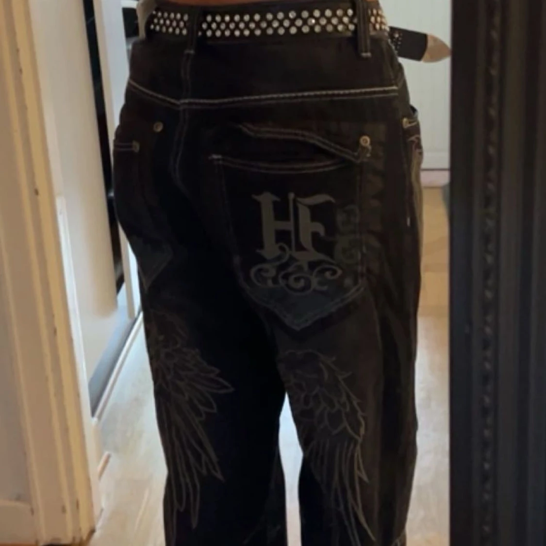 Baggy y2k jeans printed vingar bak - 91