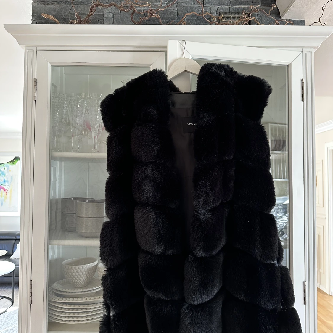 Jätte fin pälsväst med luva