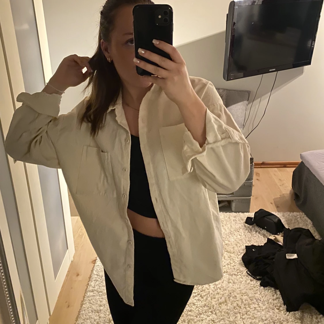 Vit ribbad shorta - 90