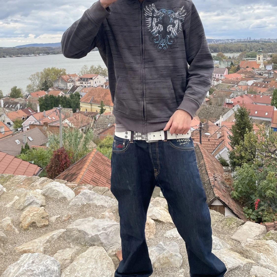 y2k affliction type hoodie  - 90