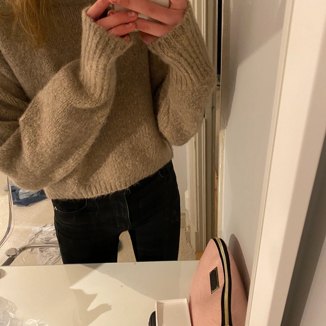 Beige stickad zara tröja - 91