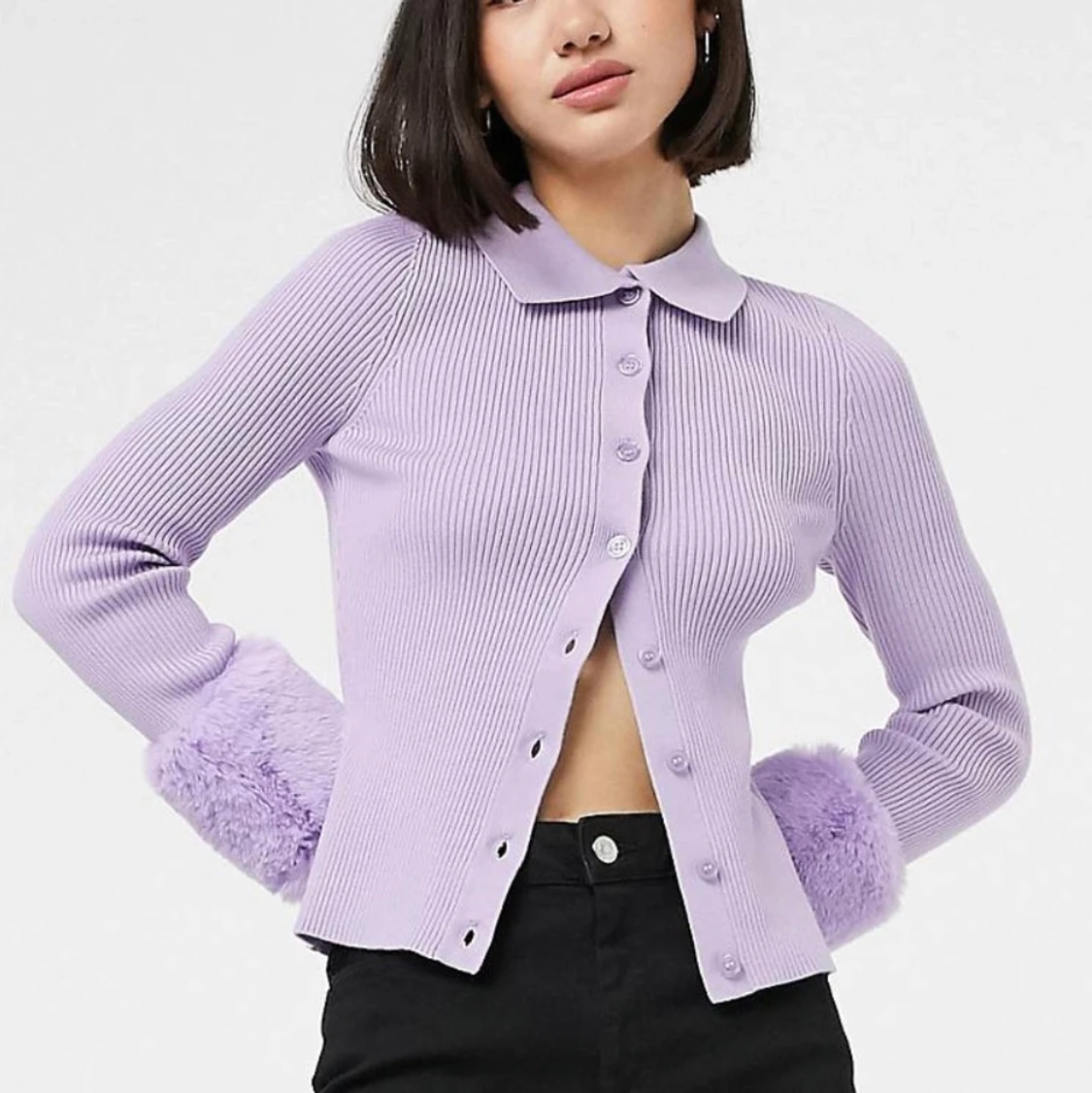 Kofta med fuskpäls  - 90