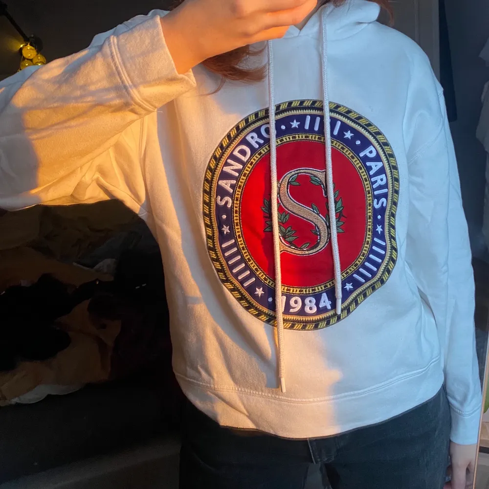  Hoodie från Sandro Paris i storlek S. Fint skick. Köpt på deras butik på NK för ca 2500kr.. Tröjor & Koftor.