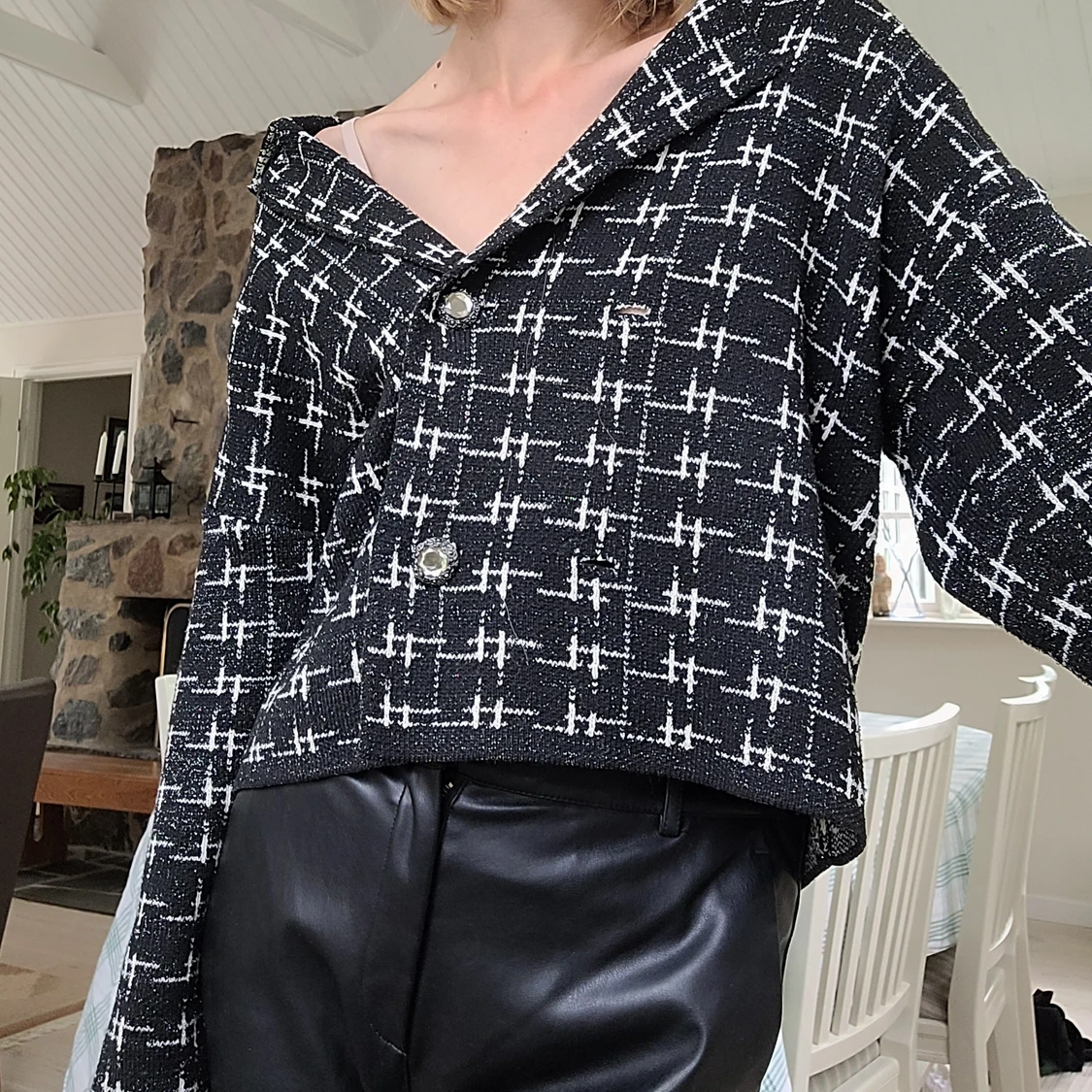 Svart & glittrig Tweed kofta/jacka - 90