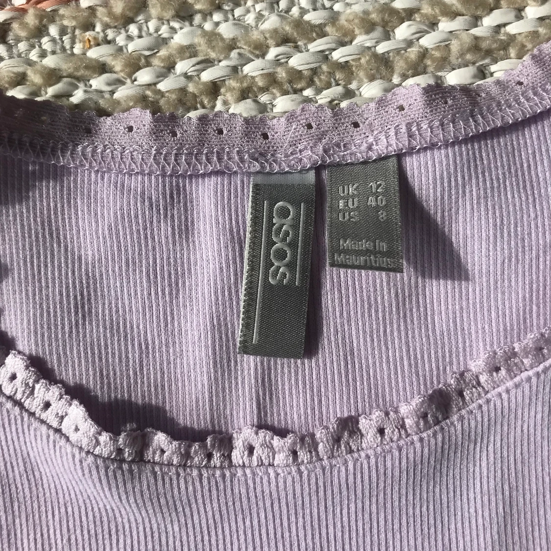 Pastill-lila linne med blomdetaljer✨ - 91