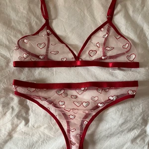 Helt nytt underklädesset strl M/S - Helt nytt underklädesset i mesh med vita/silvriga hjärtan. Så gulligt och fint, aldrig använt! Strl M, passar även S. Frakt 13kr🥰