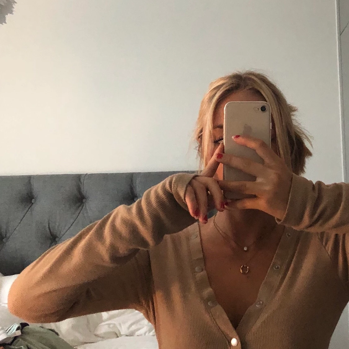 Beige långärmad tröja - 90