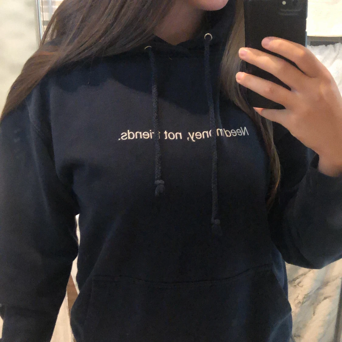 Hoodie ”Need money, not friends”, strl S