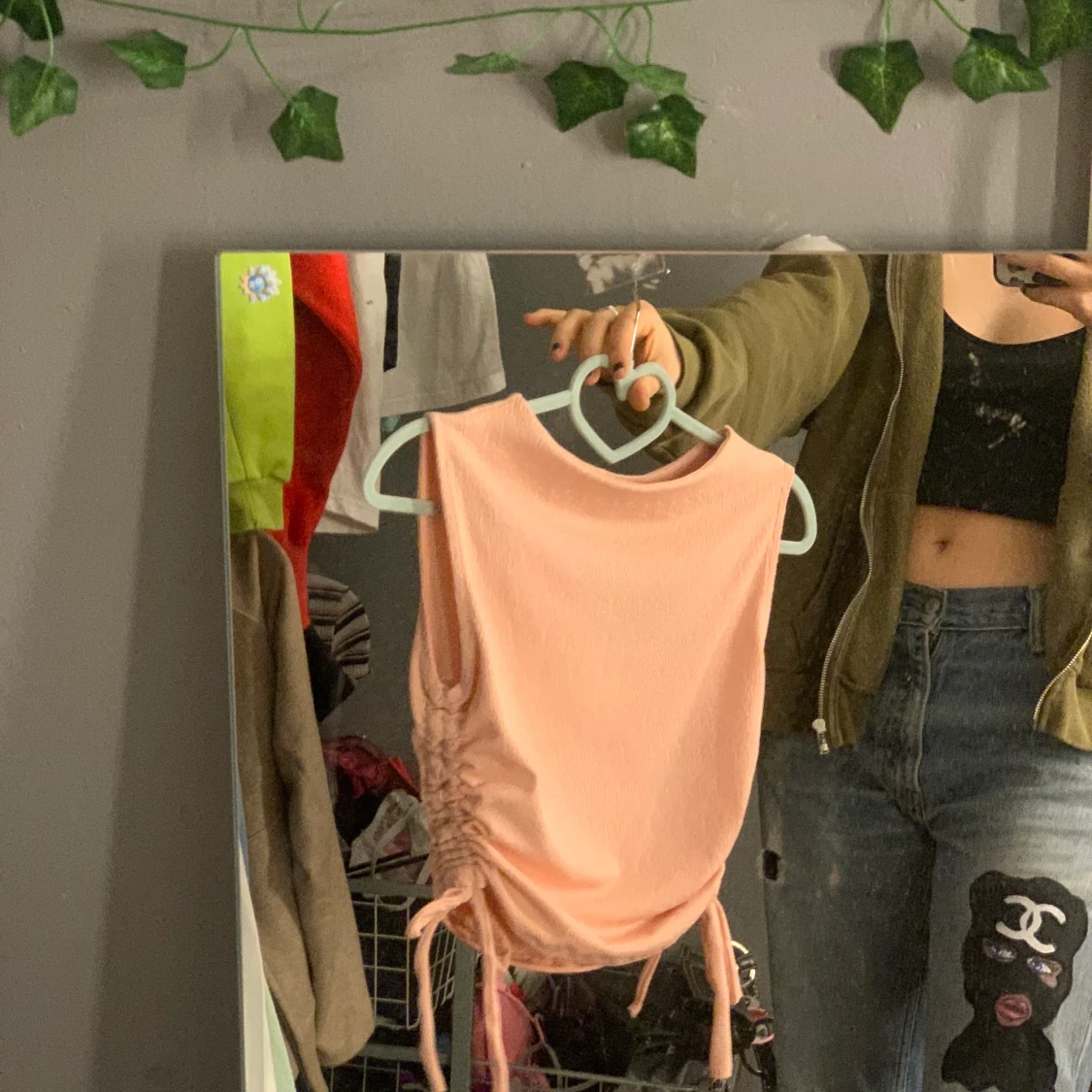 Babypink croptop med skörning - 91