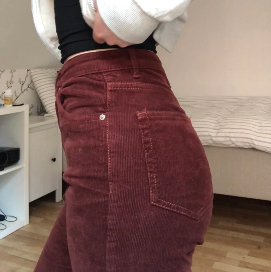 Vinröda manchester byxor - 90