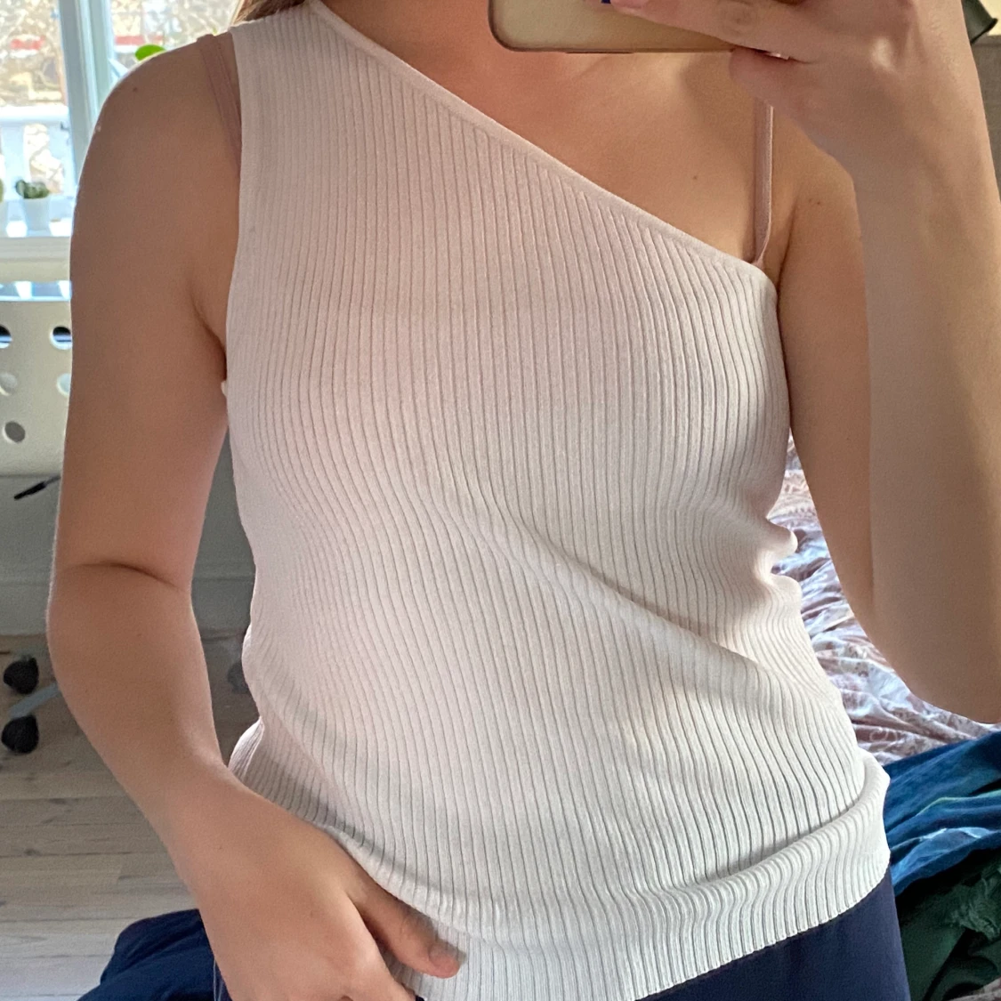 vit ribbad one shoulder top