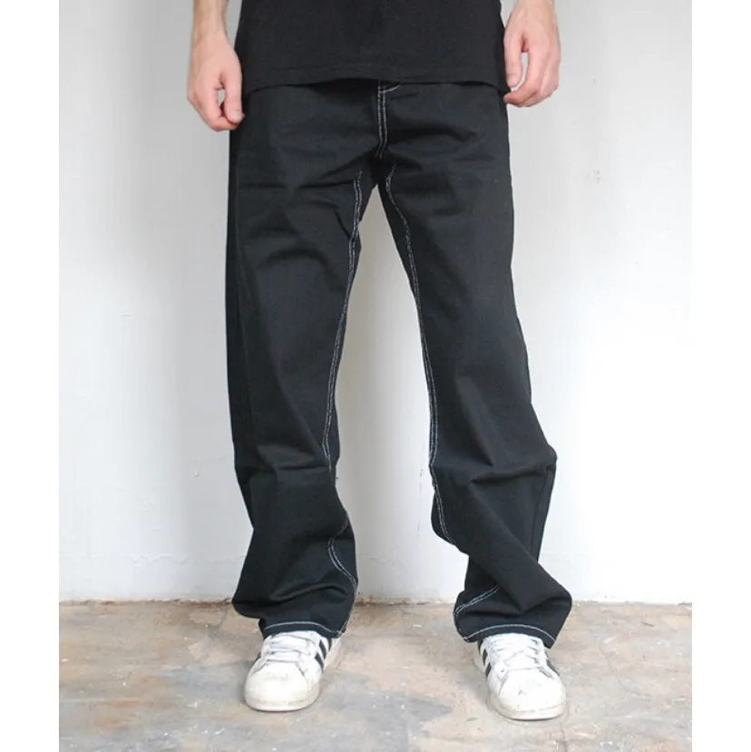 Bewider contrast stitch black denim i storlek 30/32. Jeans & Byxor.