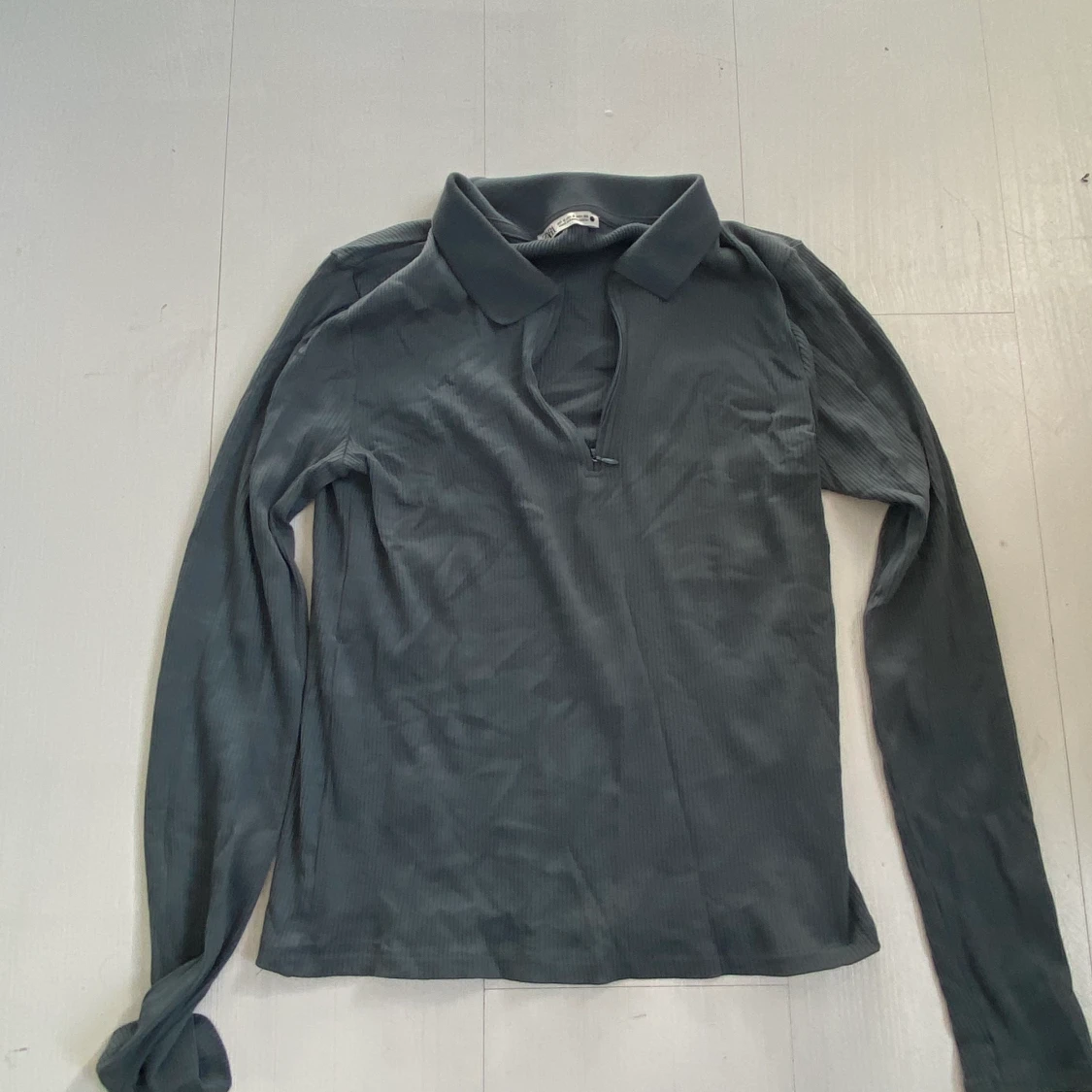 Zara - Blågrön tröja med dragkedja - 90