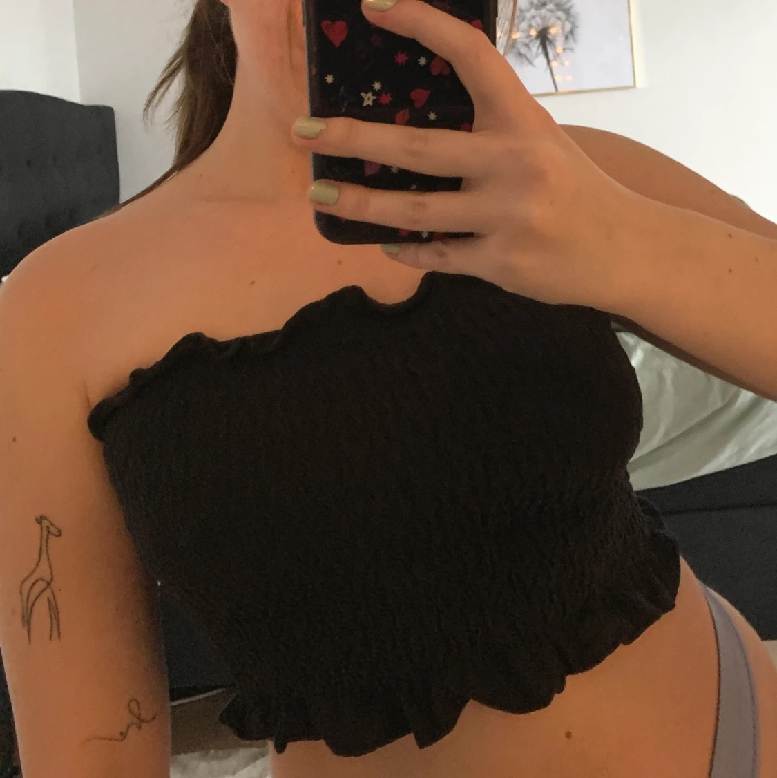 Ribbad bandeautopp, svart strl M