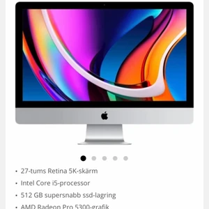 27-tums iMac med Retina 5K-skärm - Har inte tangentbord men har laddare och har haft den för 3år