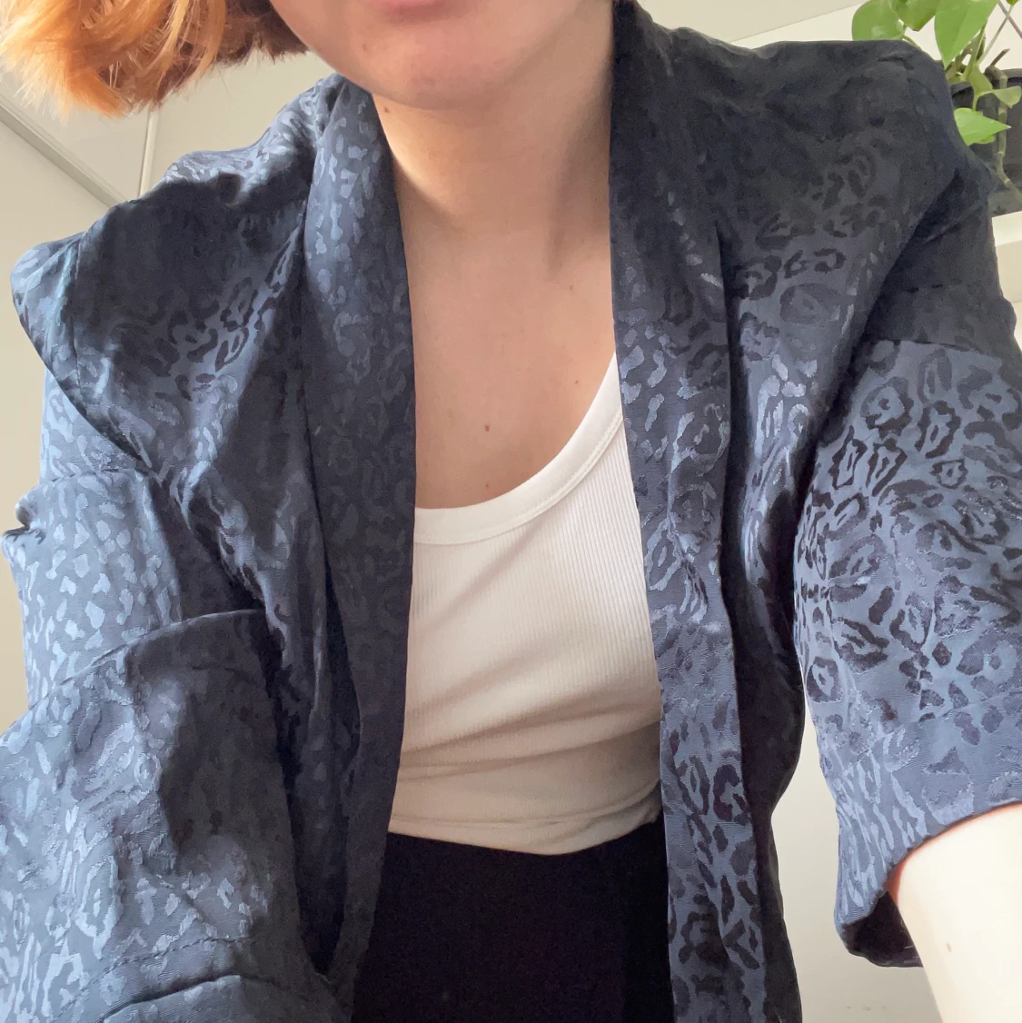 Marinblå lång kimono - 91