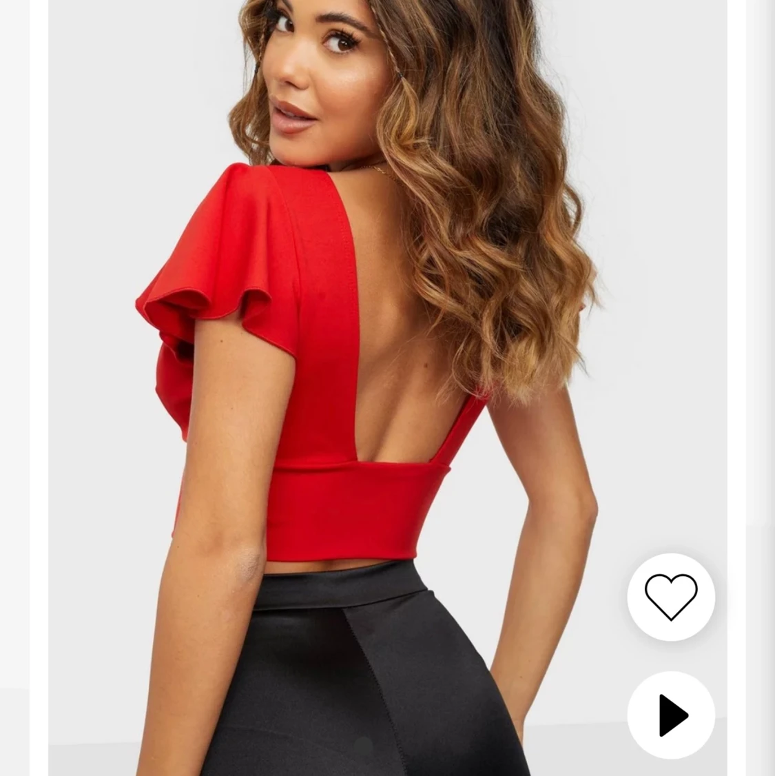 SÖKER RÖD NELLY FRILL SLEEVE TOP - 90