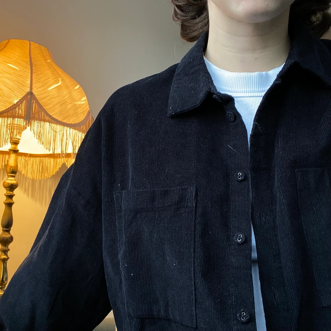 Oversized svart skjortjacka - 90