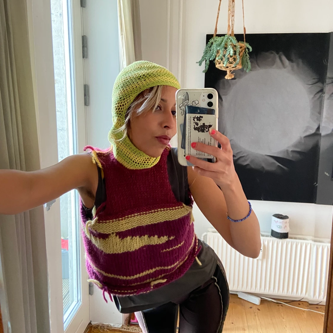 Very small hand knitted balaclava